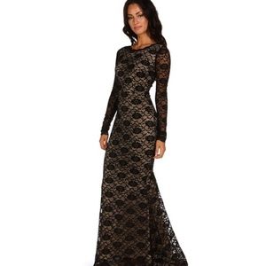Windsor long black lace holiday / prom dress